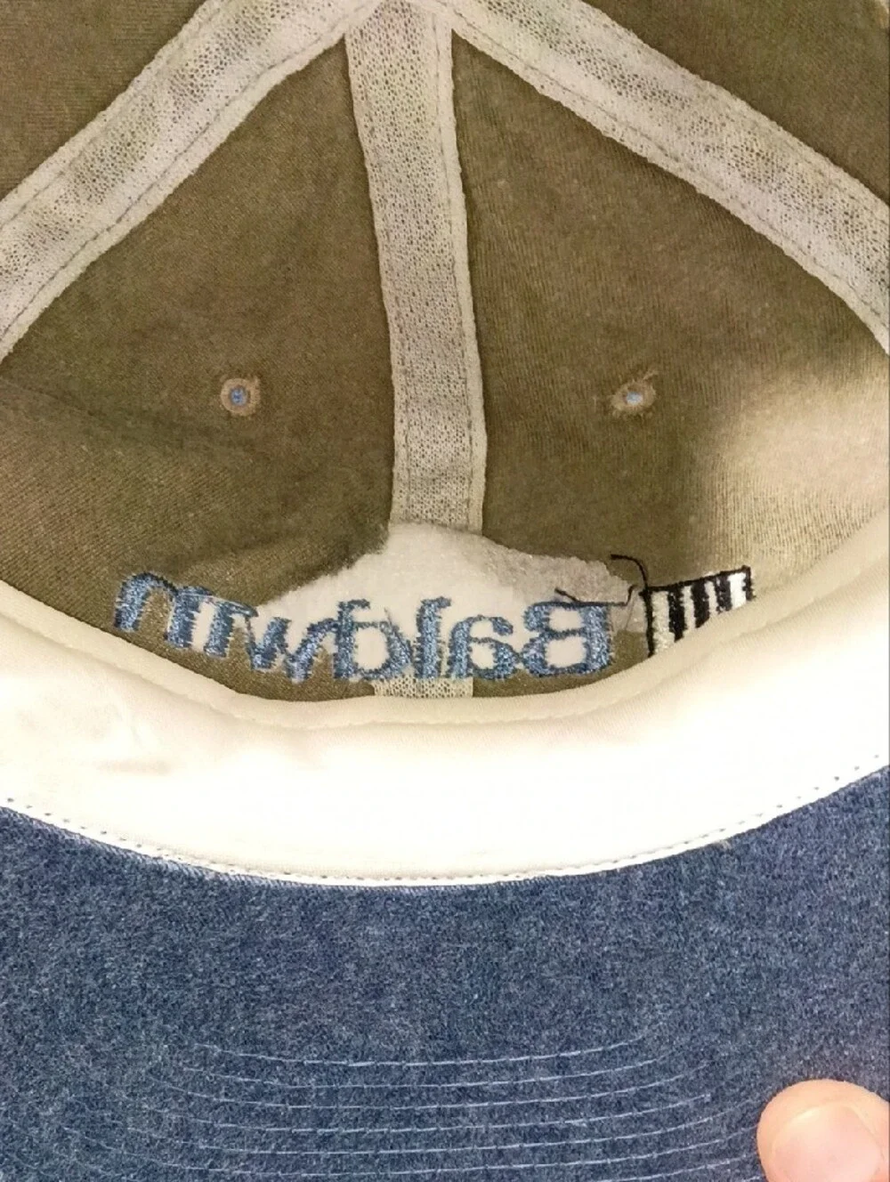 Vintage Baldwin Two-Tone Cotton Cap - Olive Crown & Blue Brim